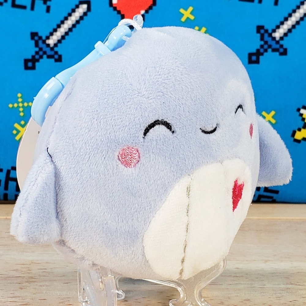 Squishmallow Samir the Valentine Blue Whale 3.5" Clip 2022 UltraSoft Plush - Picture 2 of 12